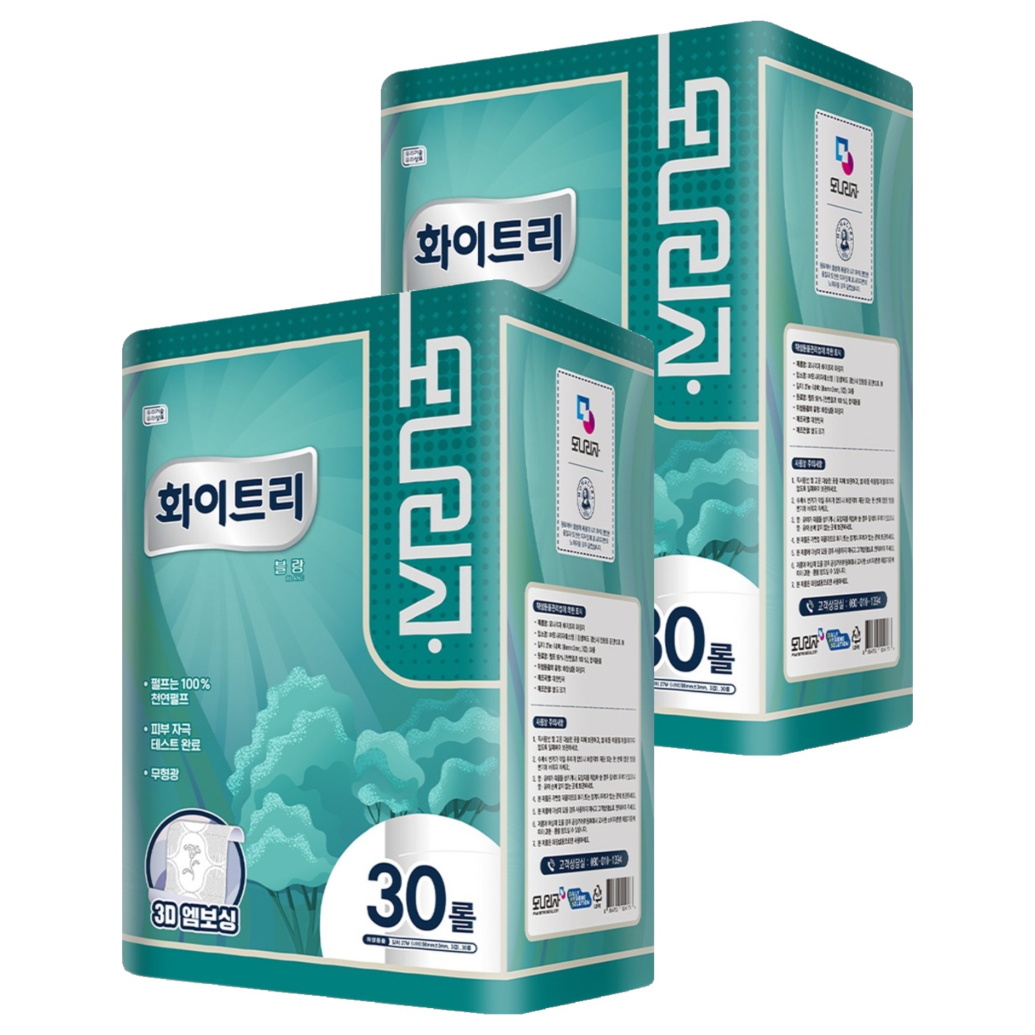 모나리자 화이트리 블랑 3겹 천연펄프 고급롤화장지, 27m, 30롤, 2개 27,900원