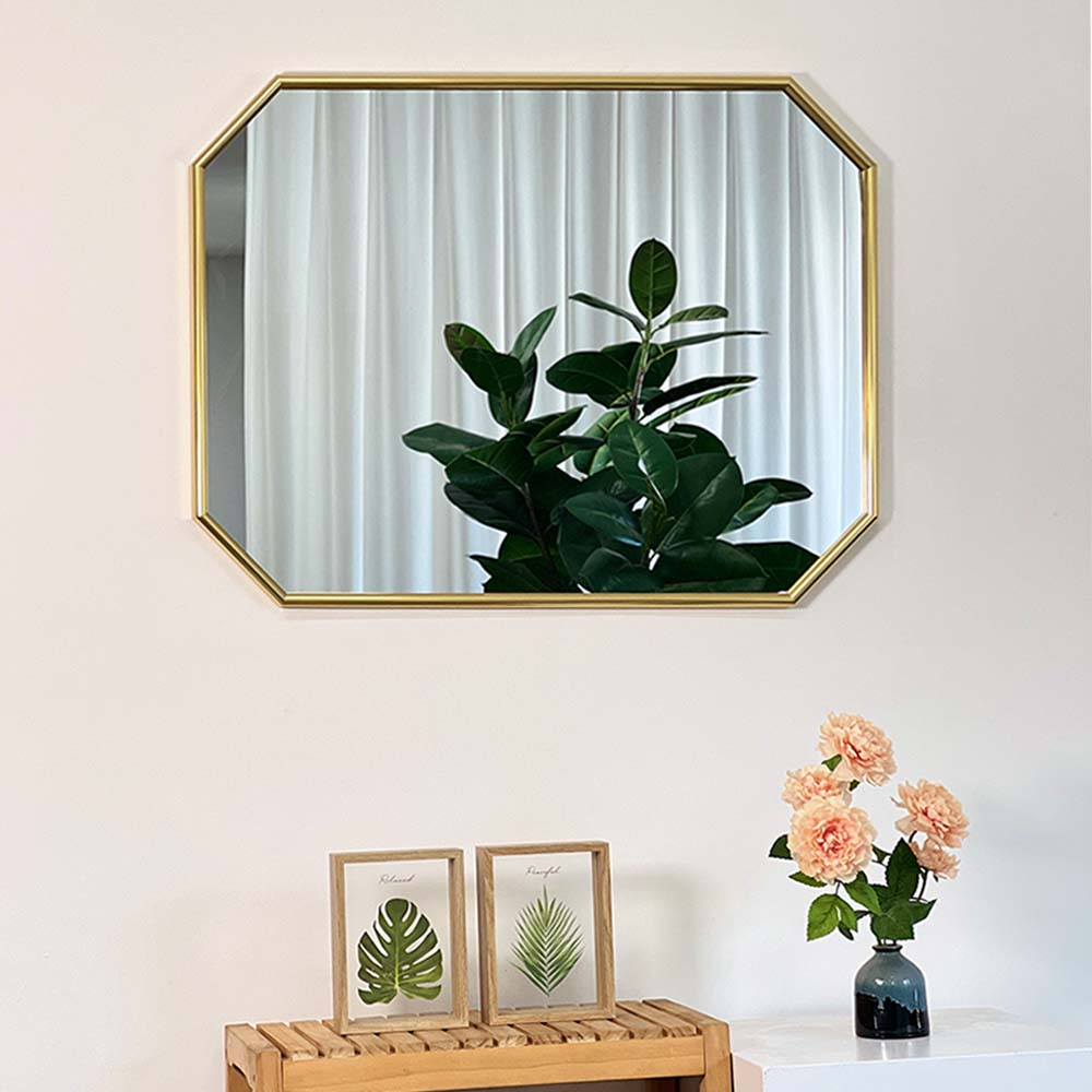 다온 화장대 욕실 인테리어 팔각 알루미늄 거울, 골드 53,000원