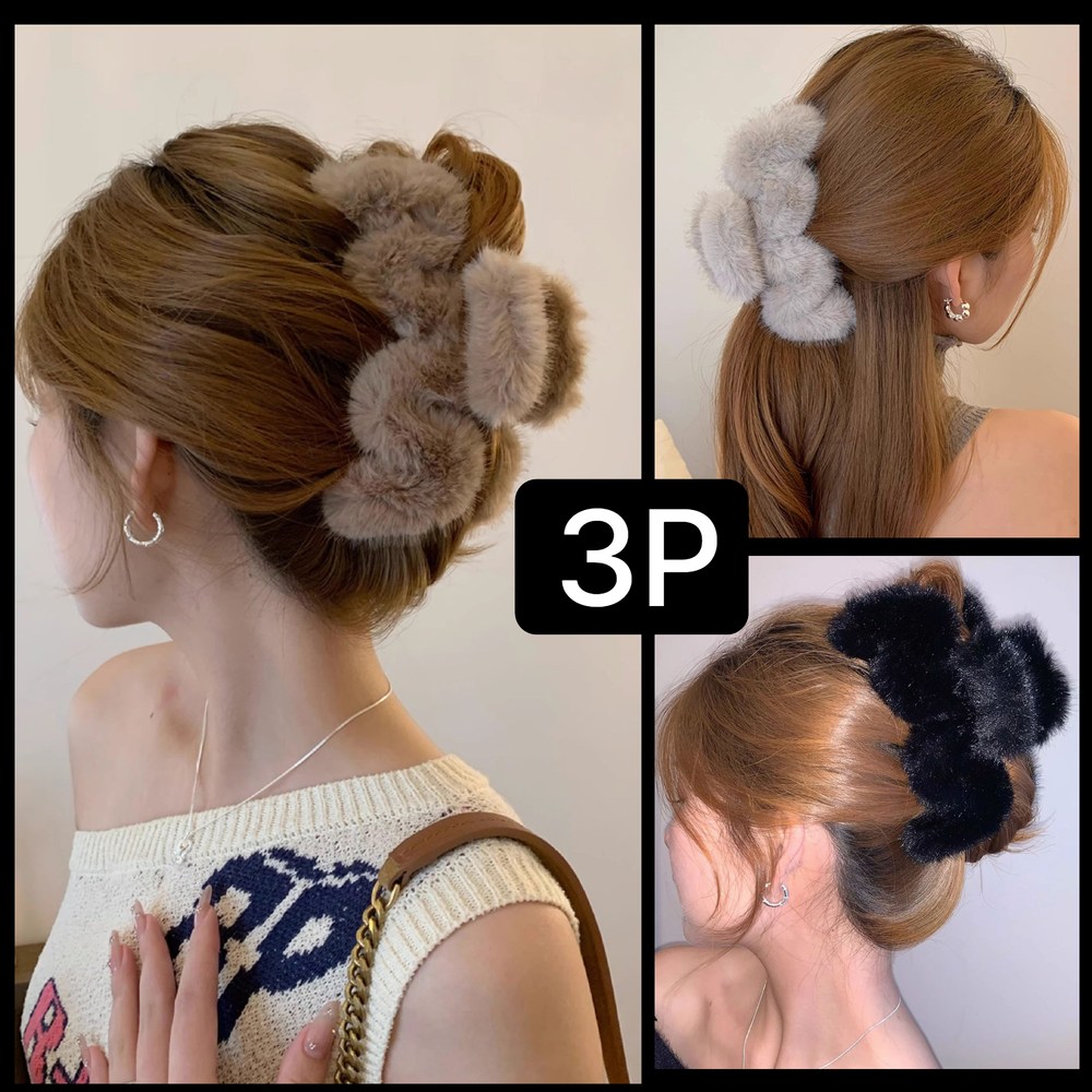 마르지엥 대형 밍크퍼 헤어 집게핀 올림머리 (3P) 14,000원