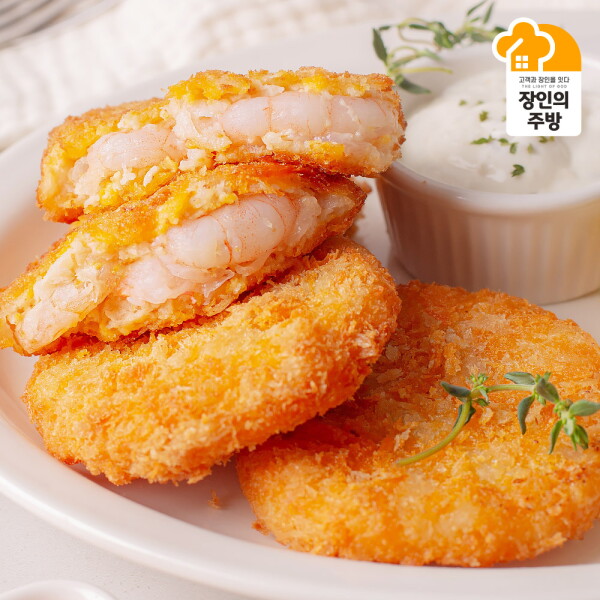 [장인의주방] [새우함량55%]흰다리새우 통살 새우까스20장(1kg) 새우 패티 버거 14,750원