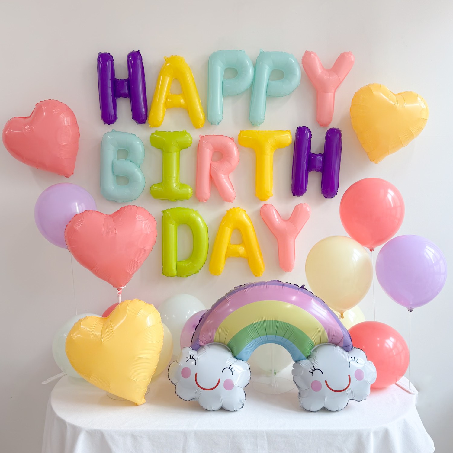 쏙쏙마켓 생일파티 풍선세트 홈파티 축하 이벤트 파티용품 풀세트, 무지개 생일풍선세트 12,490원