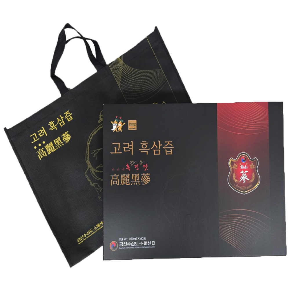 금산인삼 흑진맛 고려 흑삼액 60포 + 부직포 가방, 60개, 100ml 169,000원