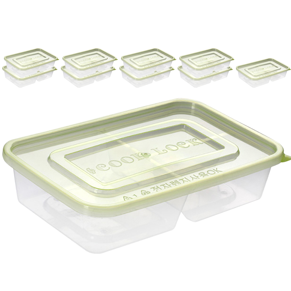 쿡앤락 반듯사각 밀폐용기 N500 3칸 뚜껑 연그린 9,820원
