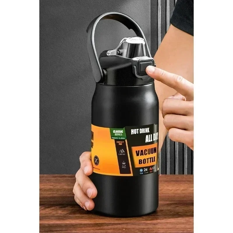 Veronix 스텐 대용량 보온병 1L 진공 단열 텀블러 손잡이 아웃도어 물병 18,500원