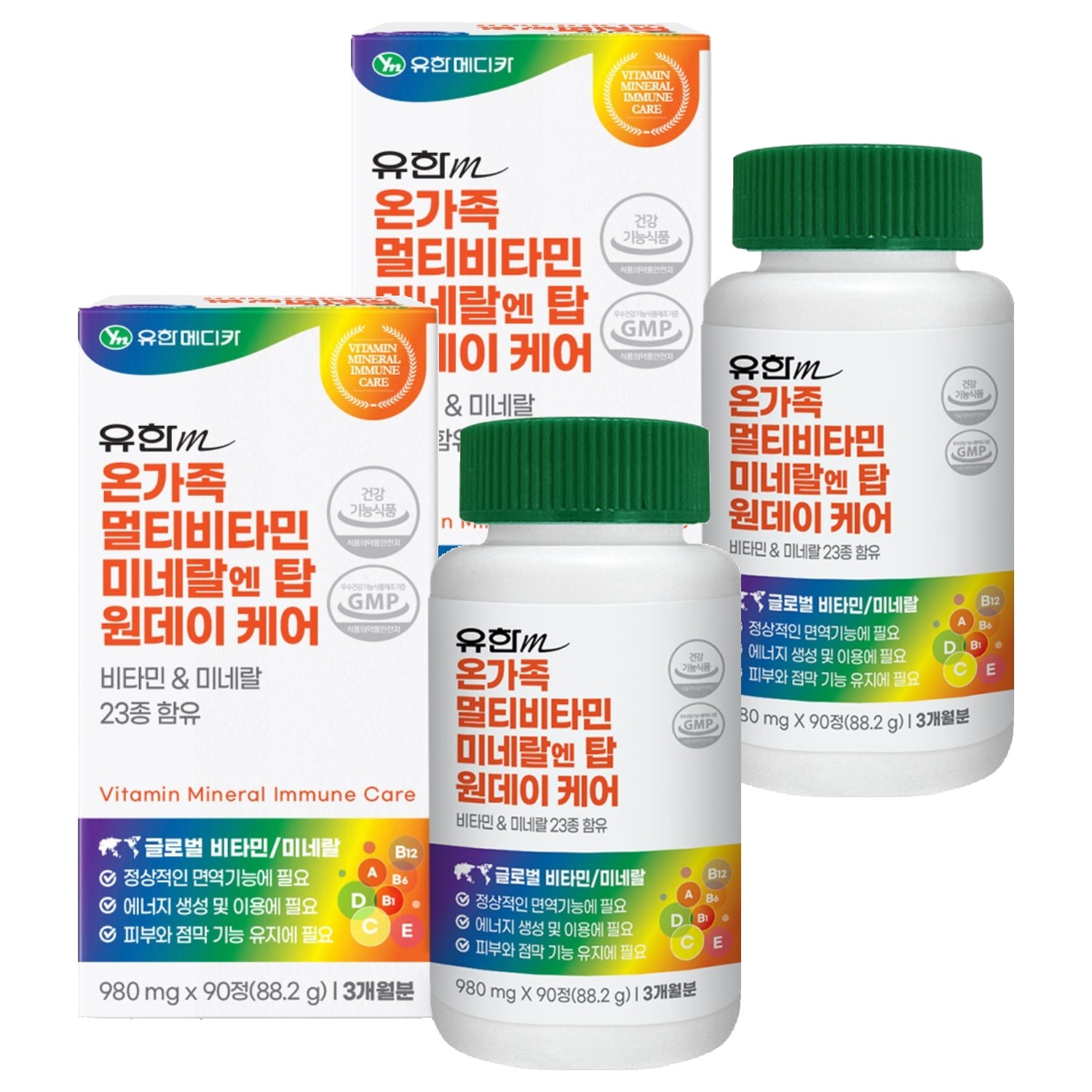 유한메디카 온가족 멀티비타민 미네랄 엔 탑 원데이 케어, 90정, 2개 21,510원