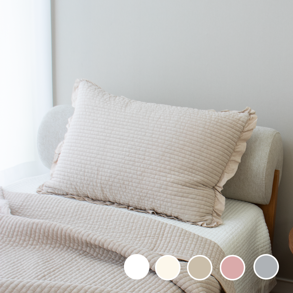 새솜 프릴 누빔 피그먼트 60수 순면 워싱 아사면 베개커버 13,000원