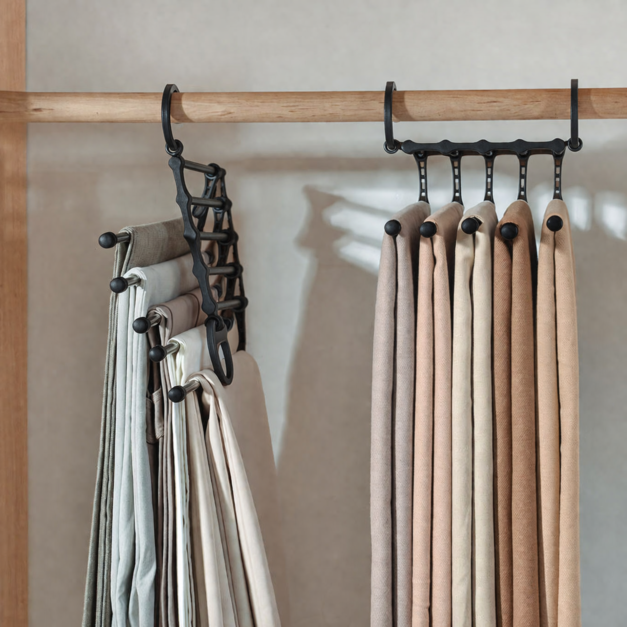 하이호프 공간절약 꺼내기 쉬운 탄탄한 5단 접이식 바지걸이, 블랙, 2개 9,900원