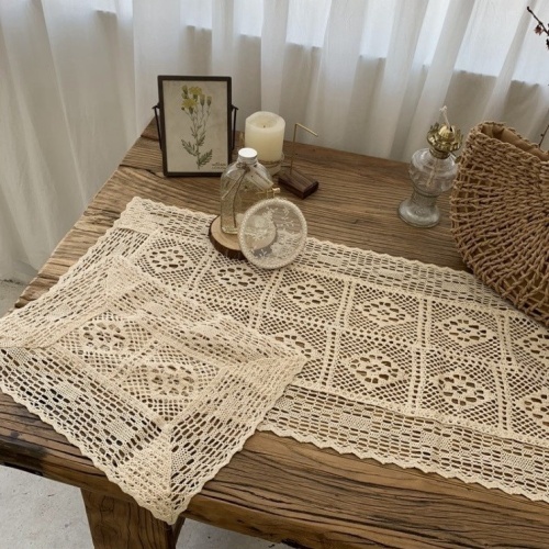 뜨개 레이스 식탁보 빈티지 크로쉐 사각 테이블 러너 홈카페 4,200원