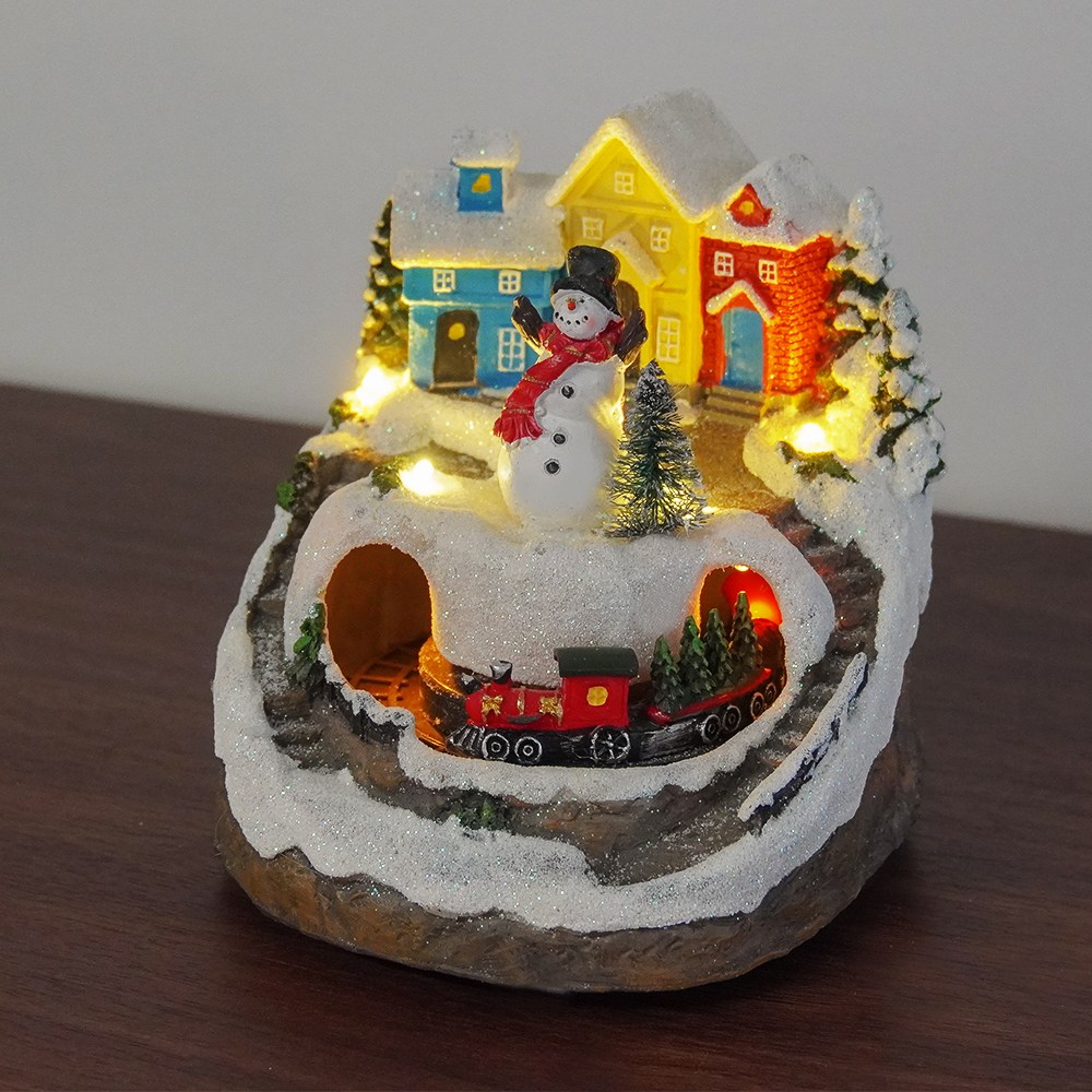 토이토 크리스마스 마을 레일 오르골 자동 기차 무드등 장식 소품, 1개, 눈사람 마을 레일 35,800원