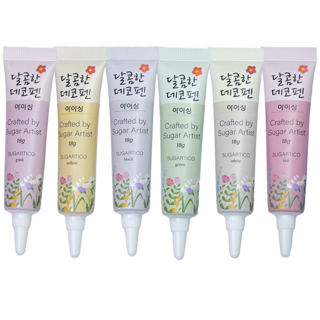 슈가티코 중탕없는 초코펜 아이싱펜 데코펜 6종 세트, 18g, 6개, 레터링 케이크 초콜릿, 18g, 6개 7,800원