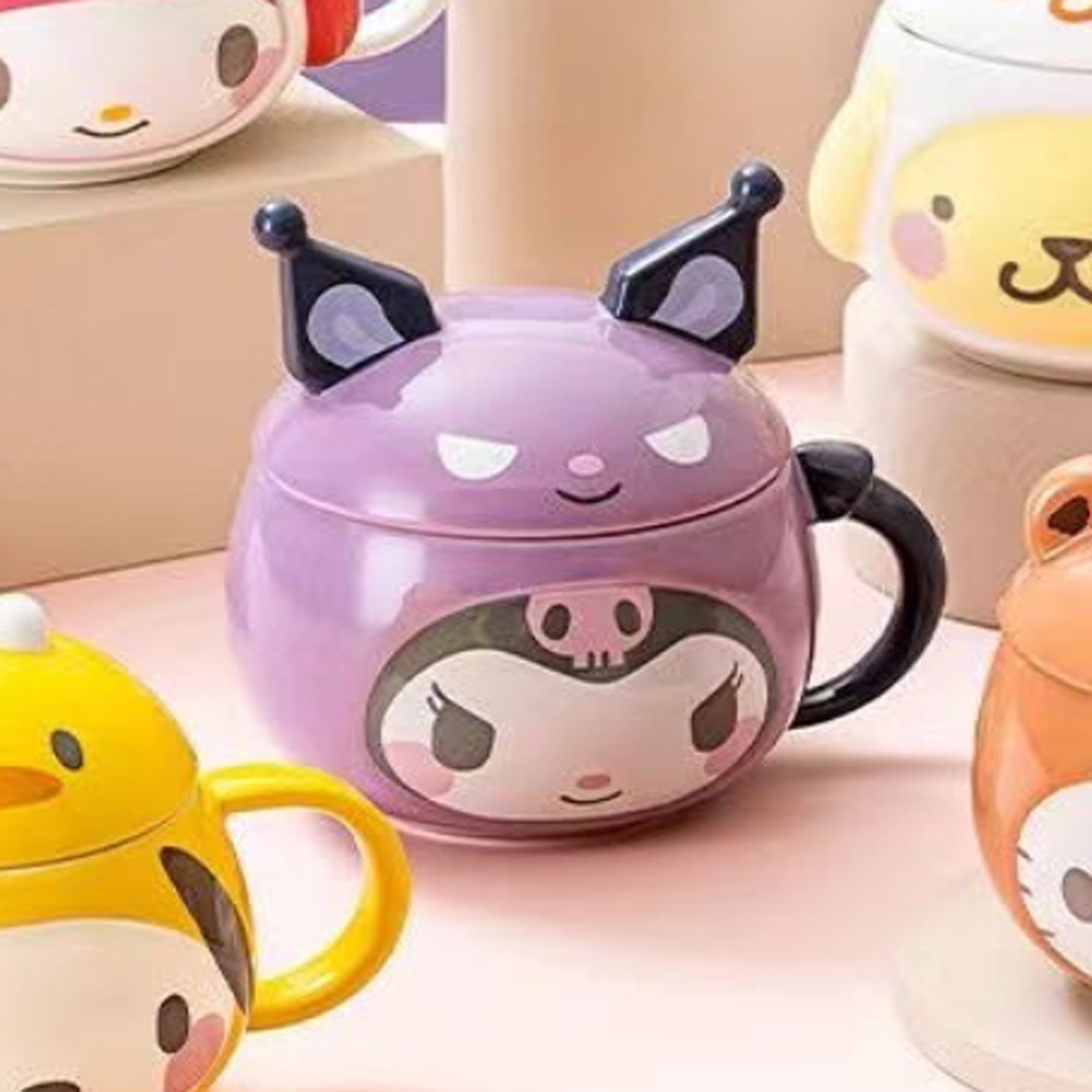 딜리고 쿠로미 입체 뚜껑 캐릭터 머그컵 캐릭터머그 예쁜머그잔 커플머그컵, 1개, 쿠로미 22,800원