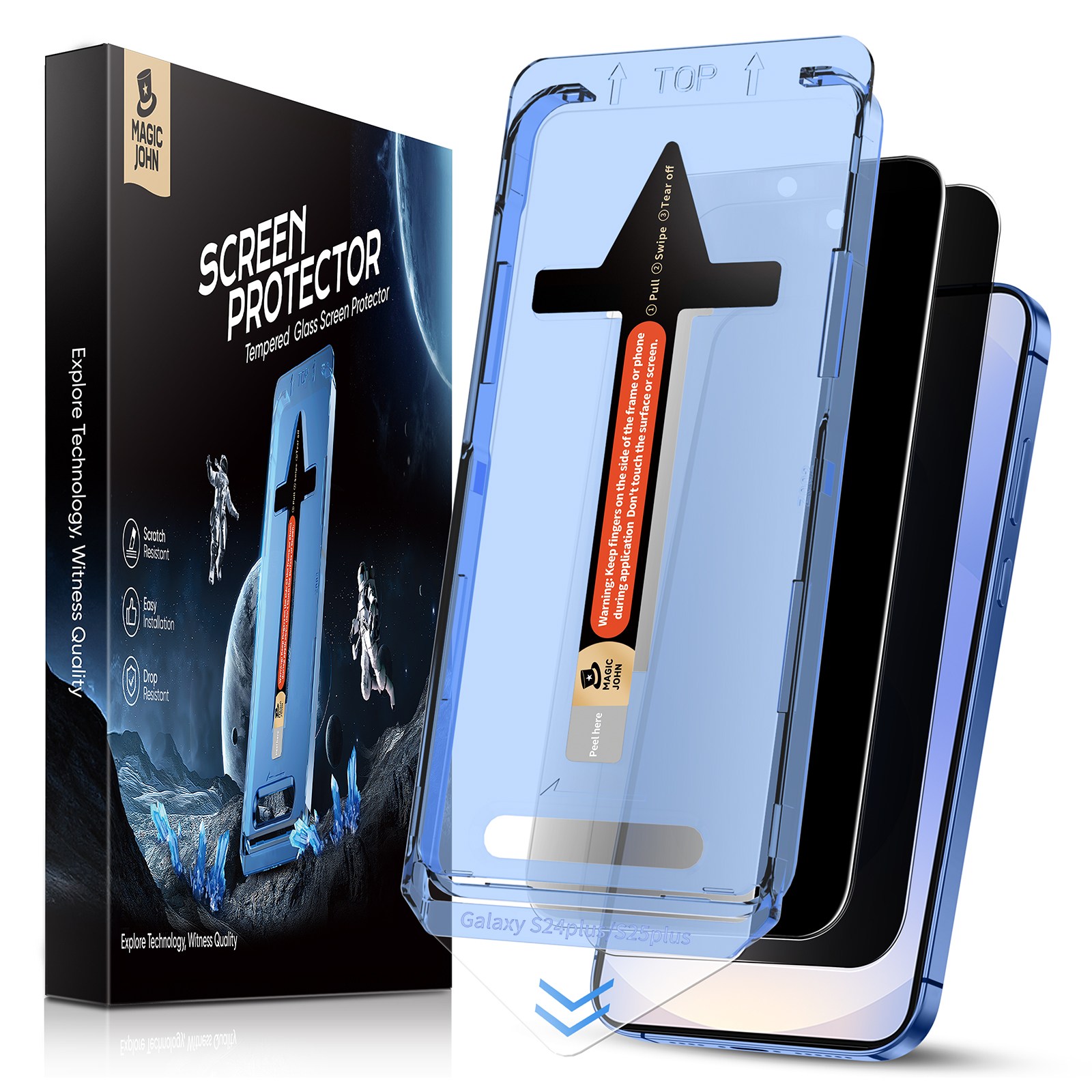 MAGIC JOHN 매직존 갤럭시 사생활보호 프라이버시 강화유리 휴대폰 액정필름 지문방지 먼지제거 풀커버+부착키트 2매입, 1세트 25,980원