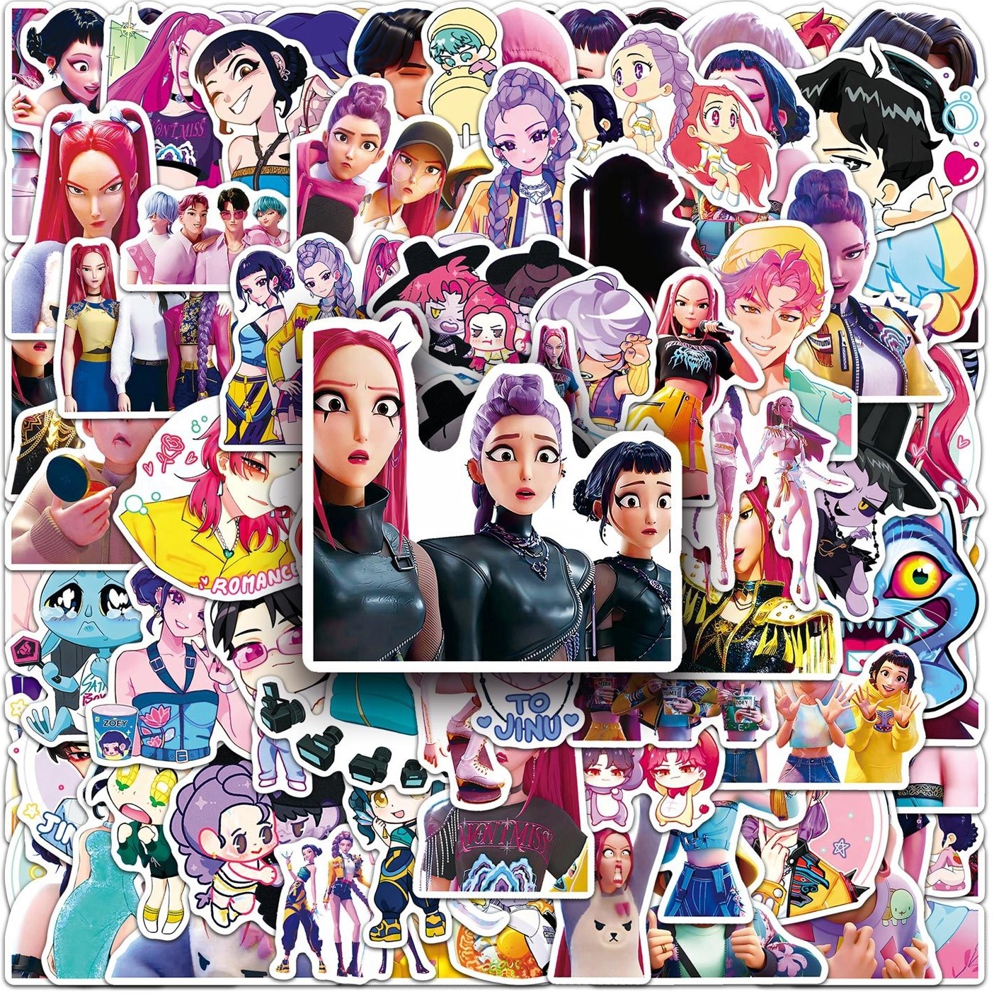 [인기상품] 100장 1세트 애니메이션 케릭터 스티커 스마트폰 다꾸 소품 여행가방 케데헌, 1개, 케데헌 스티커 100장 6,080원