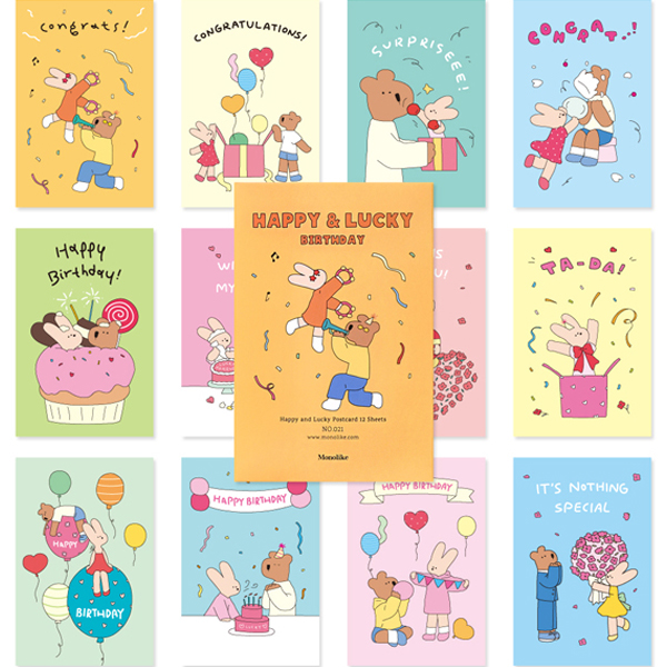모노라이크 해피앤럭키 생일축하 엽서 12종 세트 9,820원