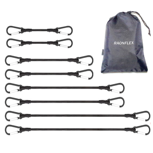 라온플렉스 스트레치코드 카라비너형 세트 탄성끈 텐트 타프 탄성 로프 후크 고정 고리 자전거줄 블랙 번지 코드 16,900원