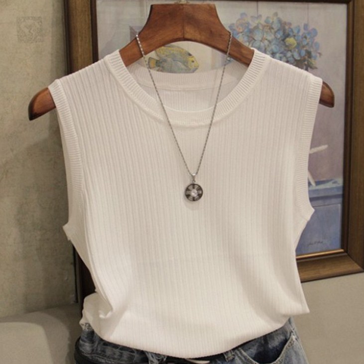 밍키비 Minky Bee 100038C 여성 민소매 스판 니트티셔츠 10,500원