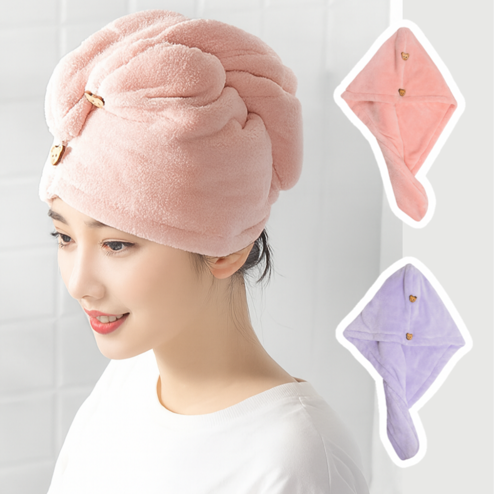 한비몰 흡수력 3배 퀵 드라이 헤어타올 2p, 1세트, 핑크+퍼플 15,000원