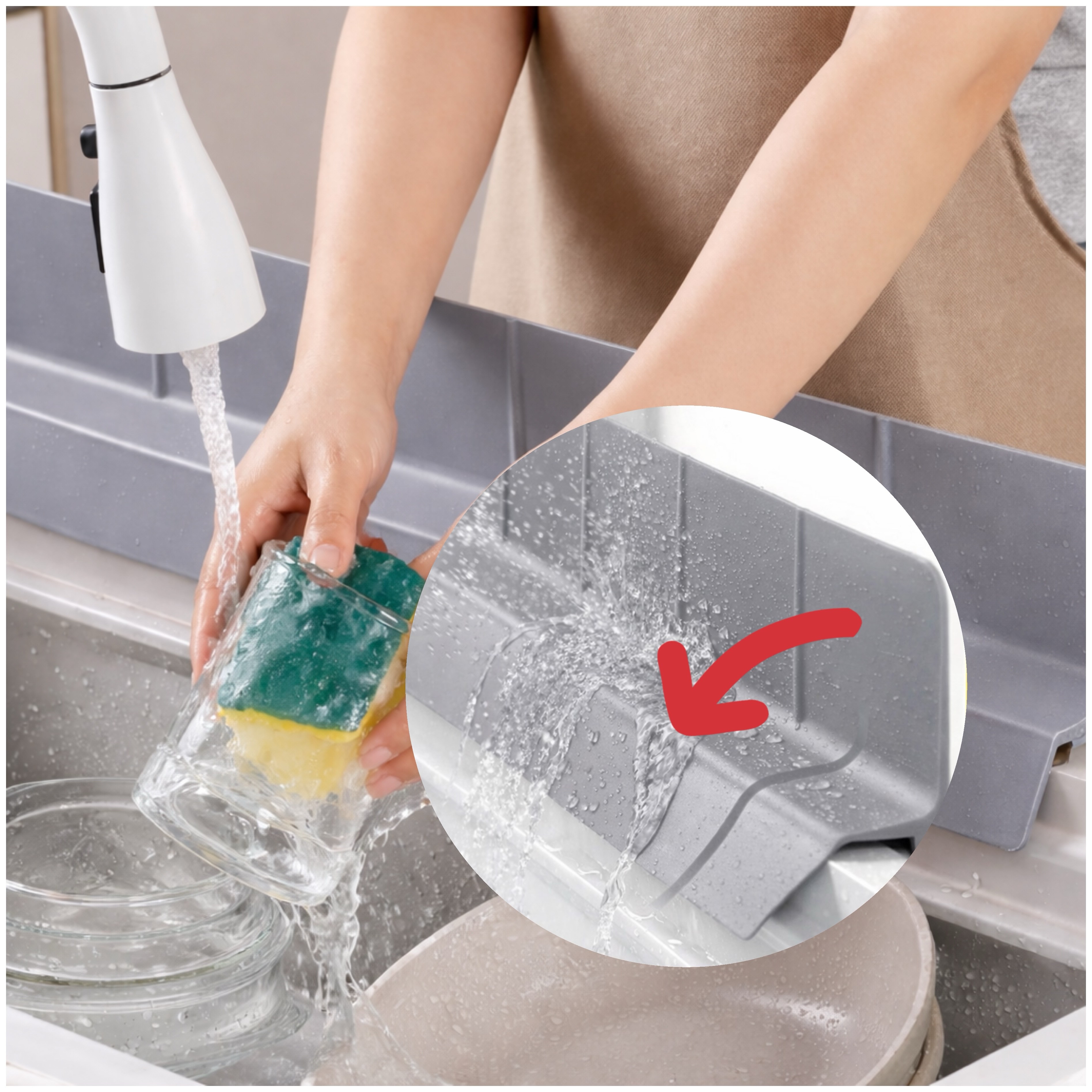 [new]텐빌 설거지 물 튐 방지 틈새 차단 낙수구조 싱크대 실리콘 가드 21,850원