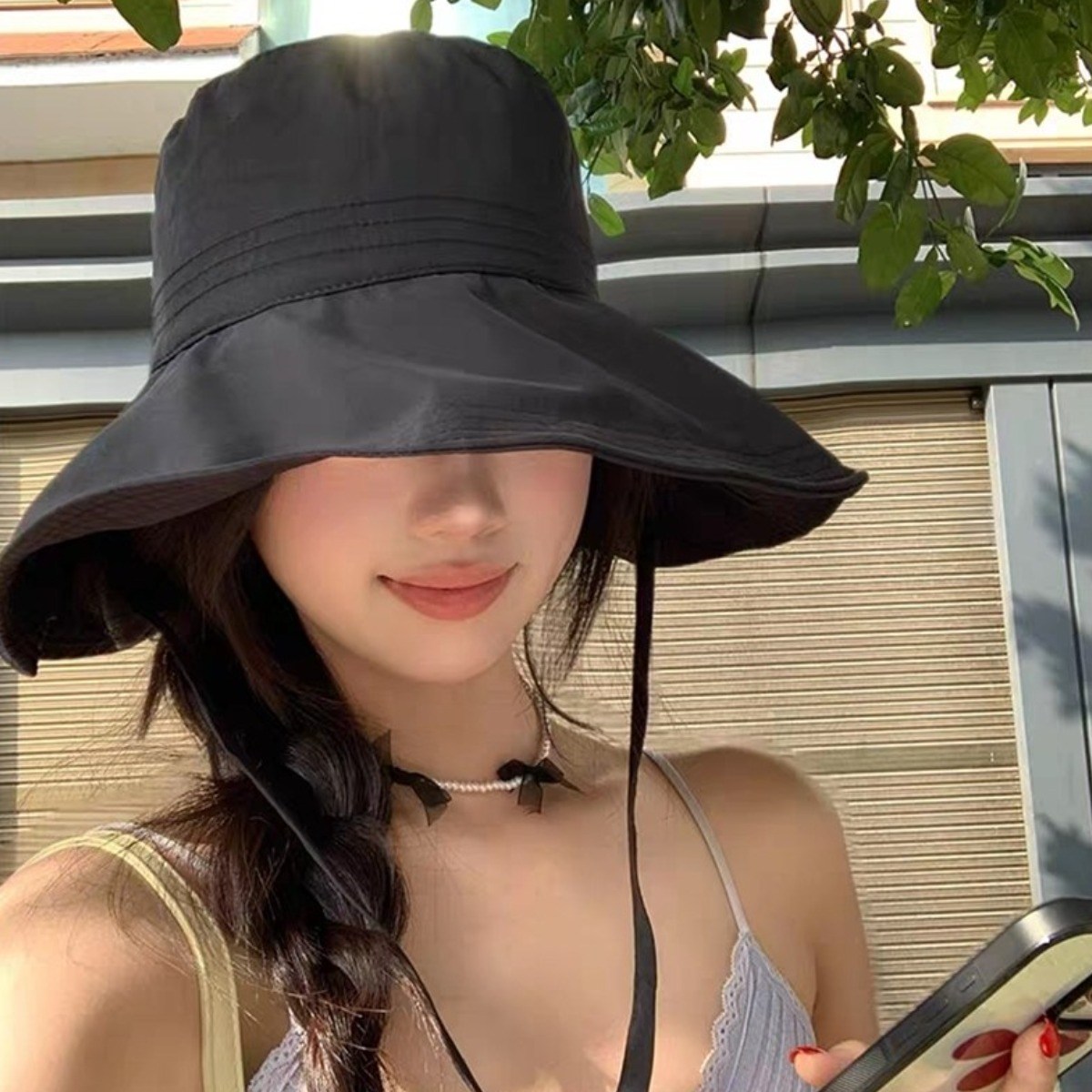 느와드코코 챙넓은 바스락 투웨이 자외선차단 리본 버킷햇 모자 9,950원