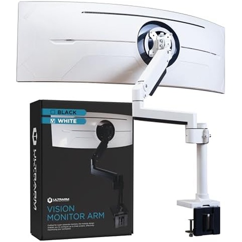 울트라와이드 모니터용 울트라암 헤비 듀티 모니터 암 최대 57인치 및 44파운드 싱글 데스크 스탠드 공압 높이 조절 가능 모듈식 익스텐션 - Max VESA 100x100 블랙 186,210원