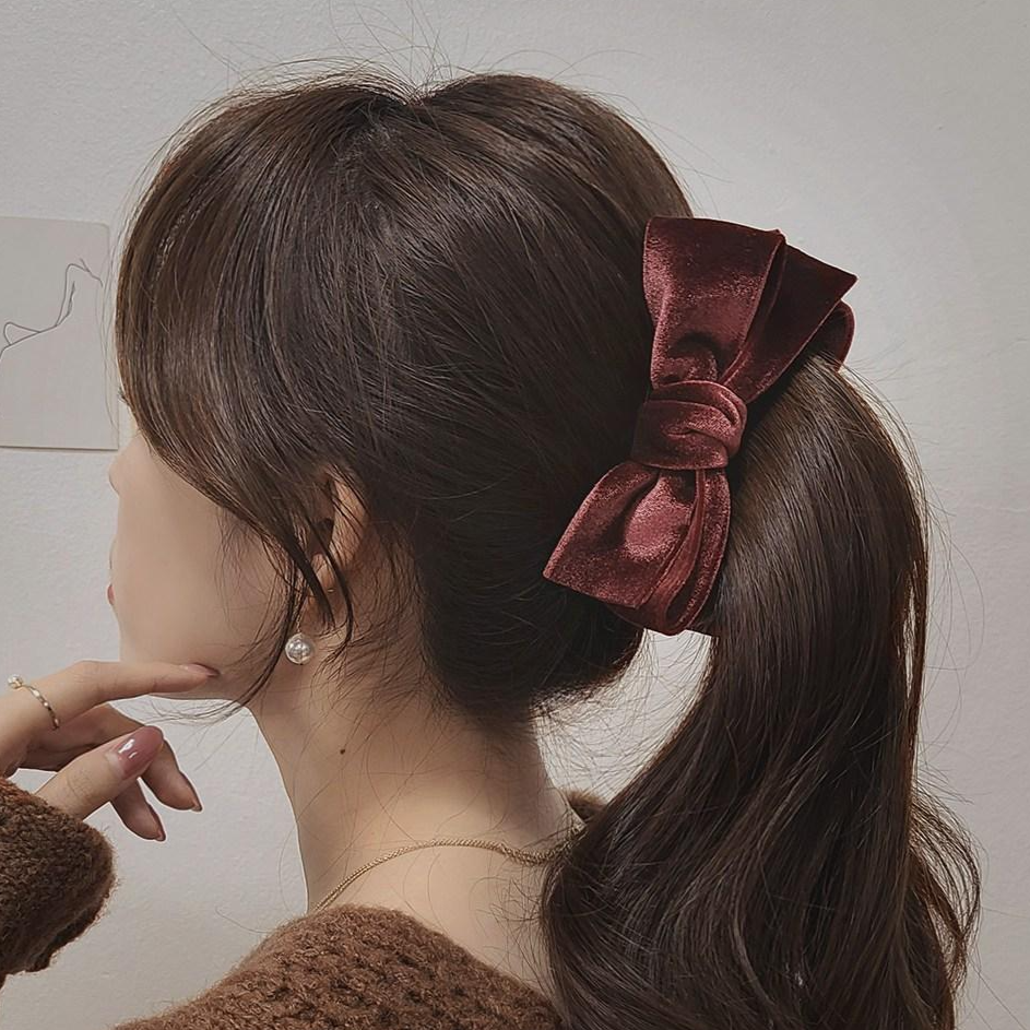 [초콜리트쥬얼리] 로망스 벨벳 고급스러운 리본 헤어 집게 바나나핀 6컬러 11,900원