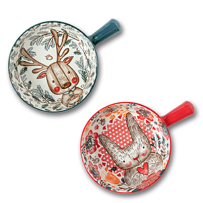 티온스 원형 손잡이 캐릭터 앞접시 그릇, 블루 + 레드, 1세트 15,800원