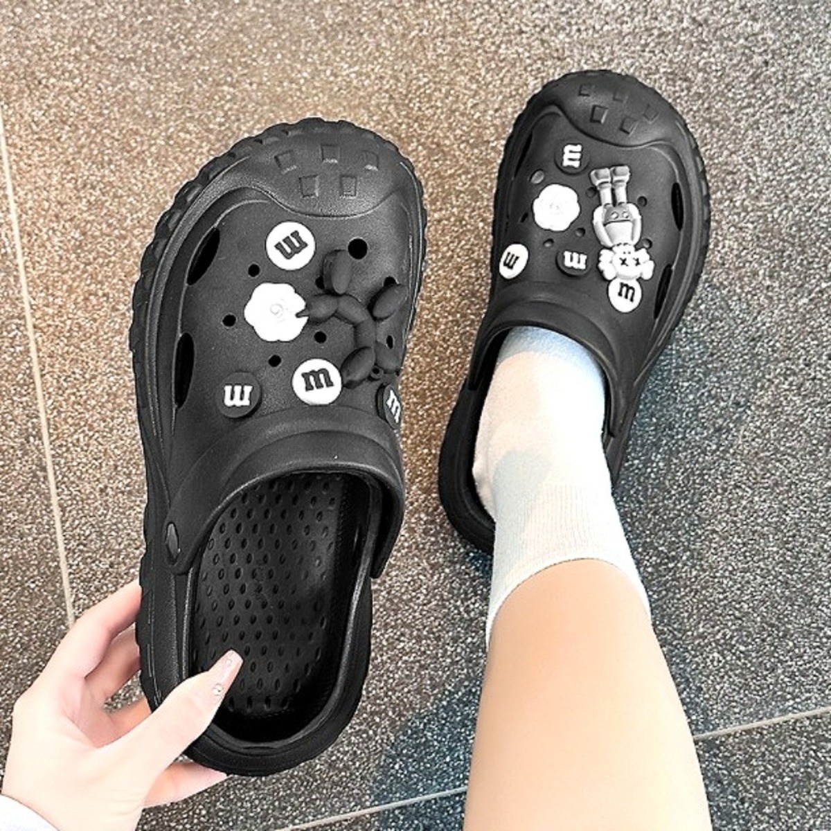 로버 남여공용 5cm 발편한 키높이 사무실 슬리퍼 여자 샌들 리커버리 키높이 슬리퍼 클로그 방수샌들 귀여운 악세사리포함 20,900원