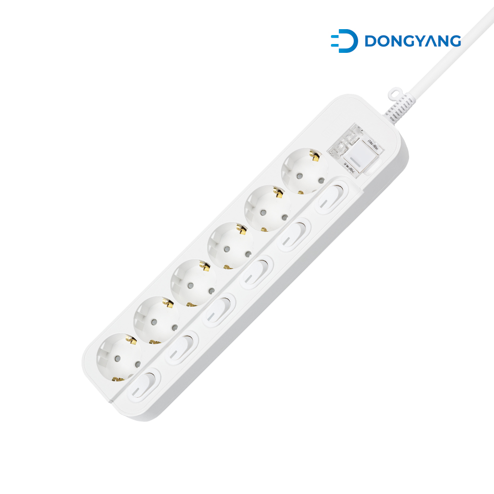 동양전자 16A 메인 개별스위치 멀티탭 6구 5m DYM-NSG6C/SC 난연 안전커버형 멀티콘센트 24,200원