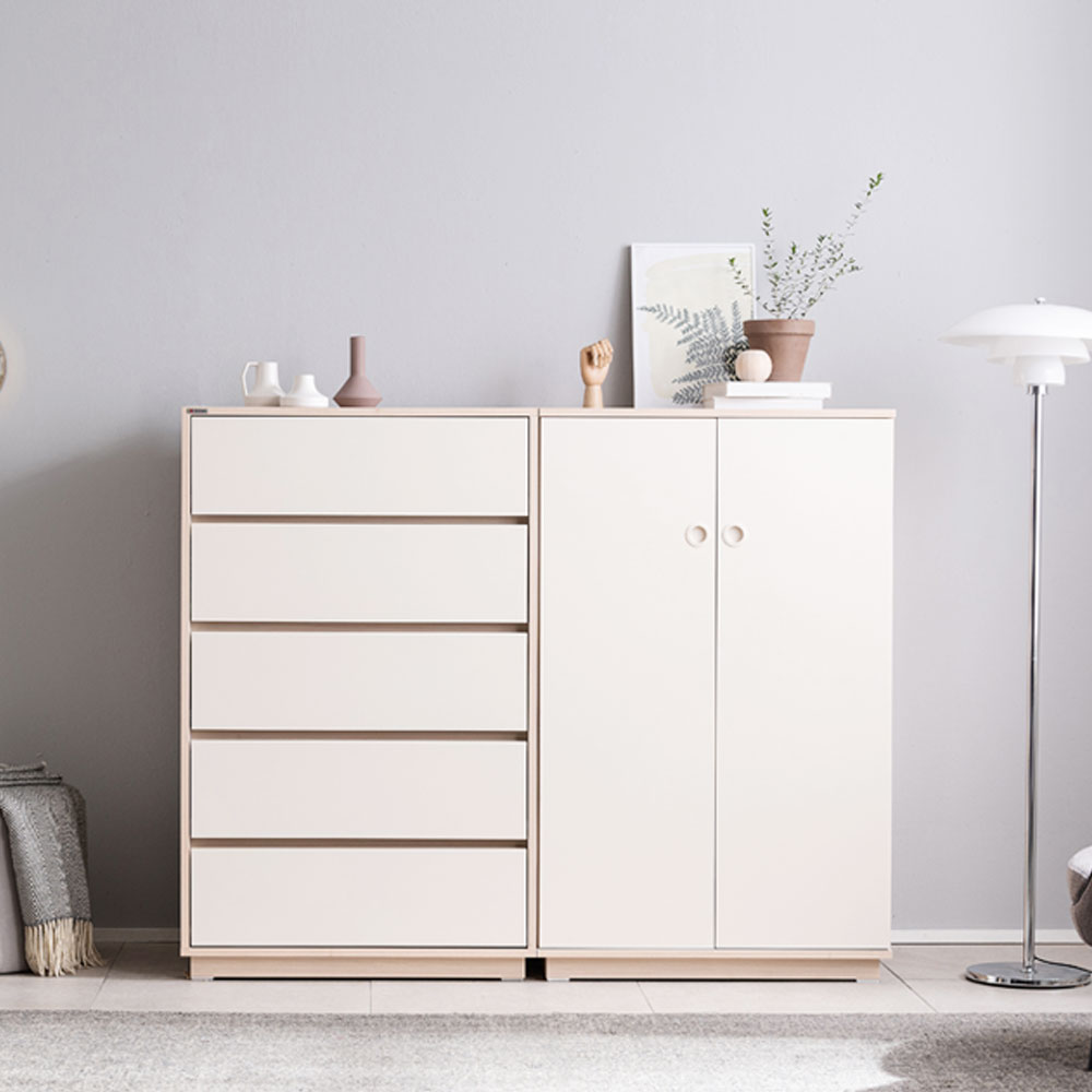 장인가구 크라운 빅 서랍장 옷장 세트B (5단서랍장+낮은옷장) 259,000원