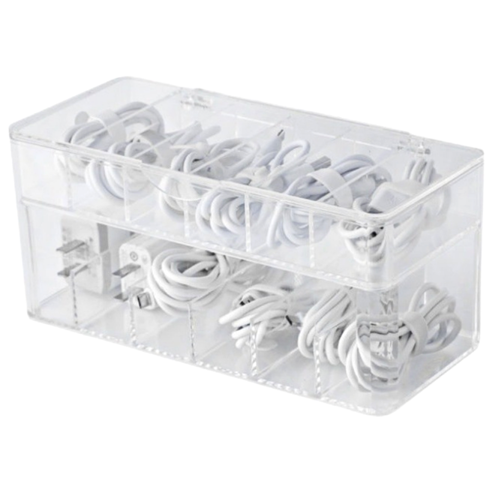 온세미몰 깔끔정리 안전보관 2단 아크릴 케이블 정리 수납 보관함, 투명, 1개 14,600원