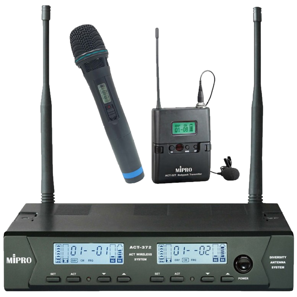 MIPRO ACT-372DM 2채널 가변형 무선 핸드마이크 핀마이크 벨트마이크 시스템 [리뷰이벤트] 미프로 ACT372DH 공식대리점 1,520,000원