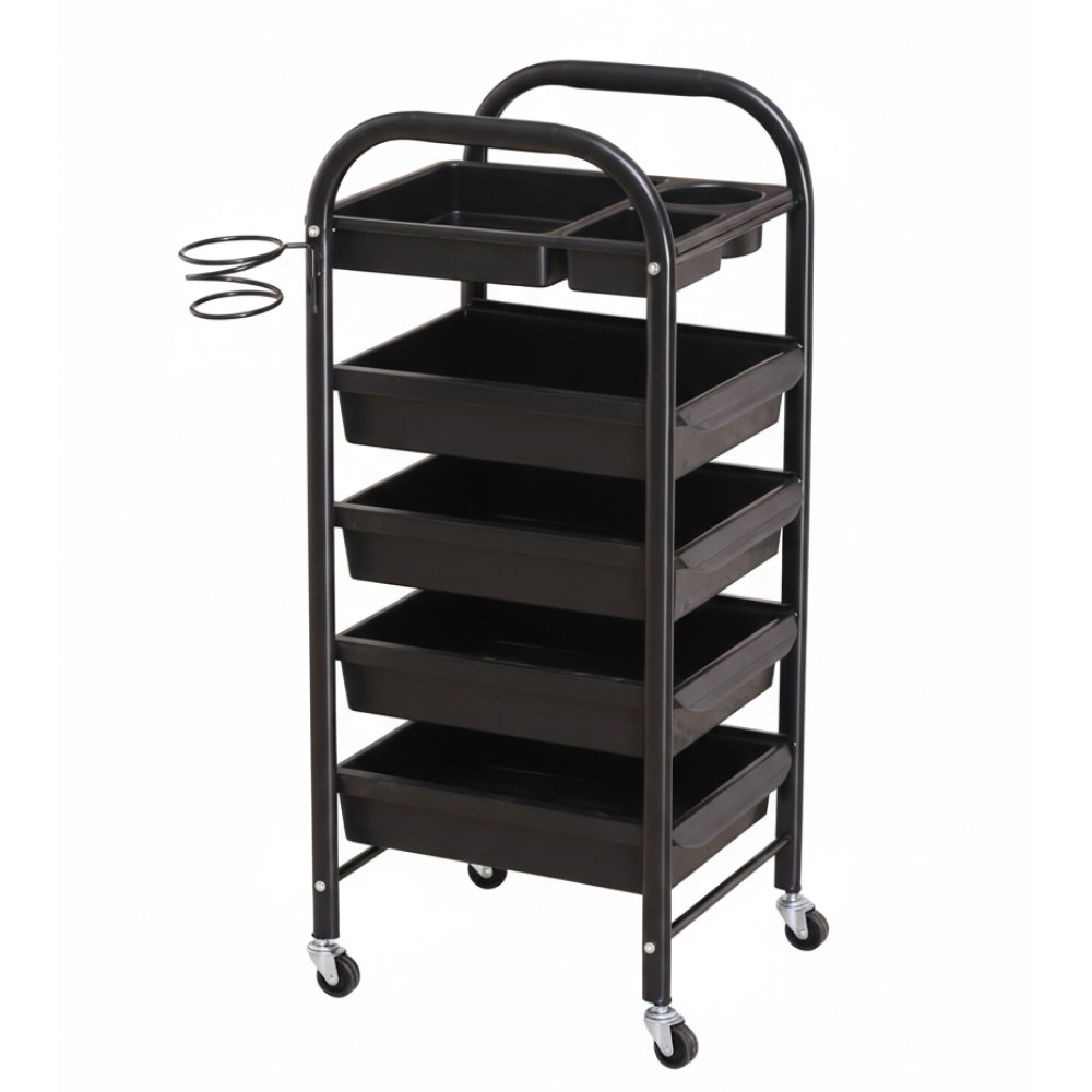 투윅스 5단 미용실 츄레이 트레이 바퀴 트롤리 가위 카트 정리대 뷰티 다용도 이동식 웨건, 블랙프레임, 5단 42,100원