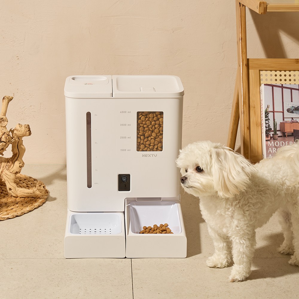 펫지니 올인원 반려묘 반려견 스마트캠 일체형 자동 급식기 급수기 NEXTU 179PET, 1개, 화이트, 5L 143,000원