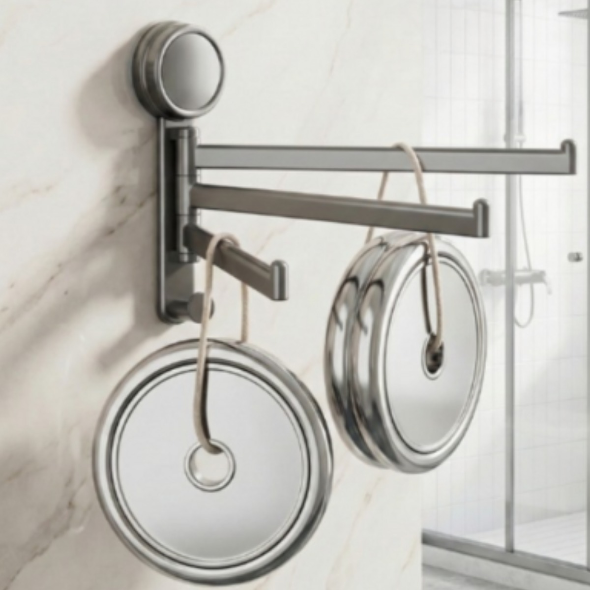 아우리온 공간절약 간편설치 무타공 회전식 3단 수건걸이, 1개, 그레이 14,200원