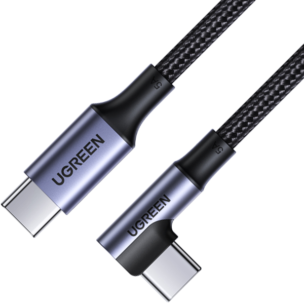 Ugreen USB2.0 Type-C CM-CM 꺾임 케이블 2m/U-70645/C타입/한쪽 90도 꺽임형/패브릭 재질/최대 5A 고속충전 지원/2중차폐/안정적인 데이터 전송 14,900원