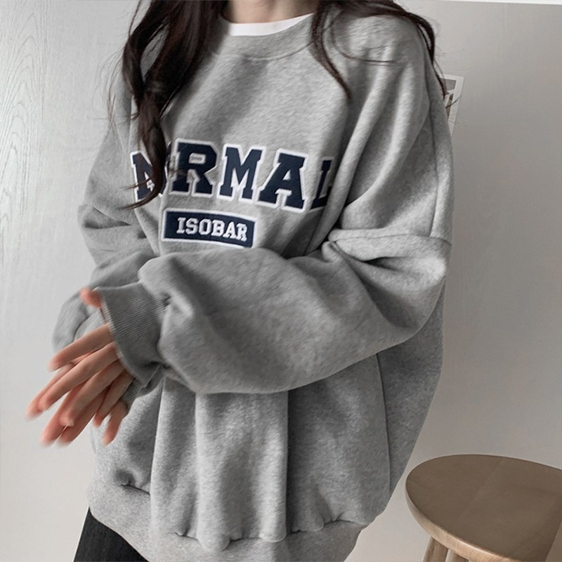 KDNC 여성 루즈핏 라운드 맨투맨 레터링 세미 오버핏 빅사이즈 19,800원