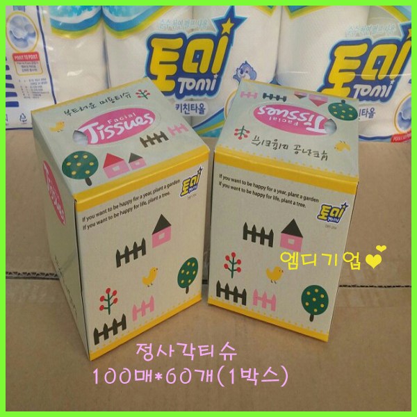 토미 정사각티슈 100매*60개(1박스) 각티슈 47,200원