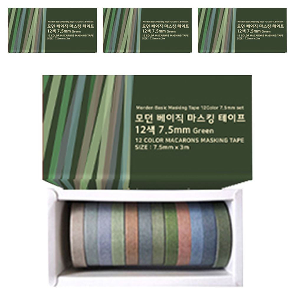 투코비 모던베이직 마스킹 테이프 12색 세트 7.5mm x 3m 20,000원