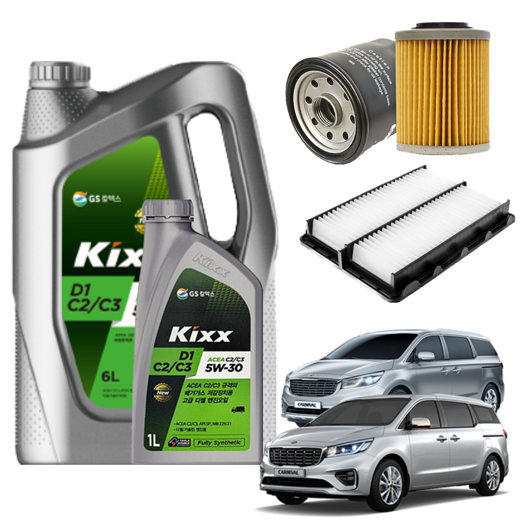 올뉴 더뉴 카니발 2.2 디젤 엔진오일세트 킥스D1 C2 C3 에어필터 오일필터, 7L, 5w30, 1세트 63,840원
