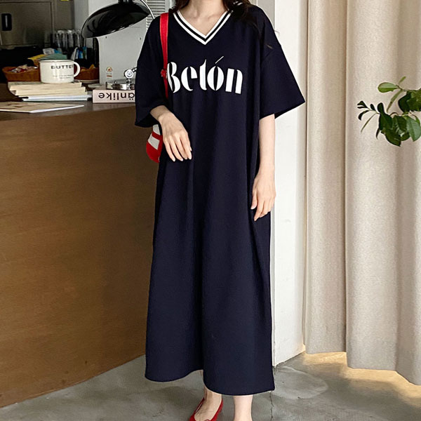 반팔 브이넥원피스 빅사이즈 여성 롱원피스 15,900원