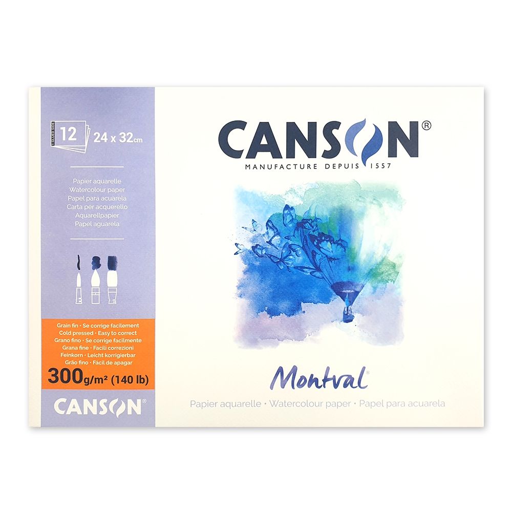 [캔손] 몽발 수채화 스케치북 24x32 1+1 (12매+12매) 300g 1면 제본 수채 패드 14,500원