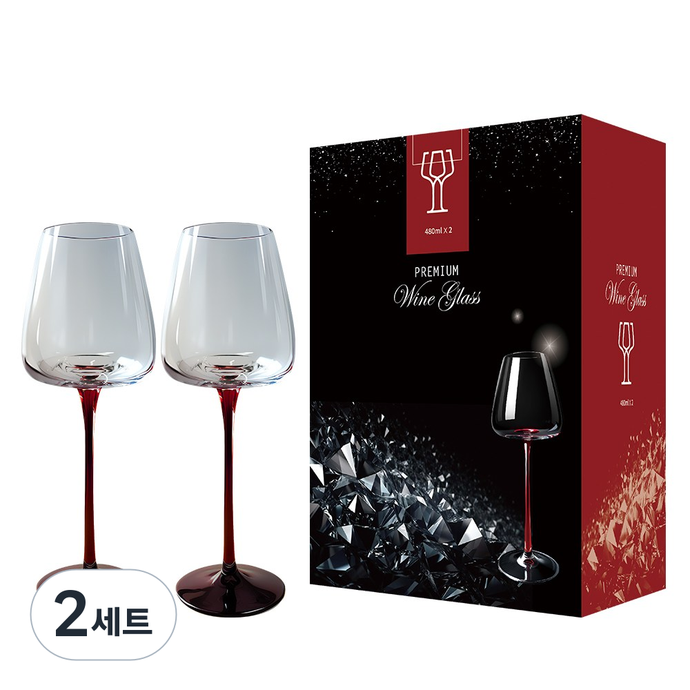 1세트(2개입) 프리미엄 와인잔 선물패키지 핸드메이드 수제 레드타이 크리스탈 화이트 샴페인 집들이, 2세트, 480ml 61,390원