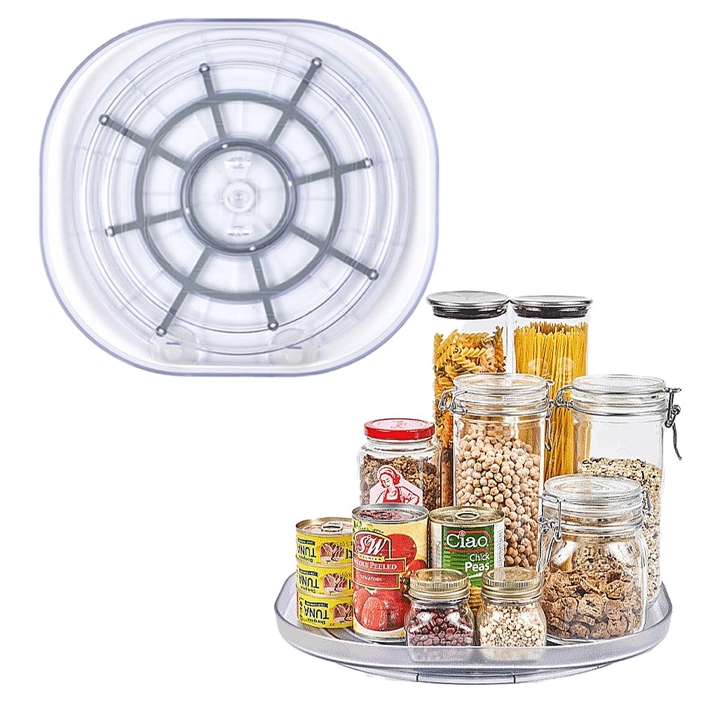 [JW MALL] 정리정돈 수납 턴테이블 40cm 둥근사각/넉넉한 수납공간/냉장고 정리/주방 양념통/화장대 정리/다용도 까사맘 회전정리대, 1개, 스텝락 회전정리대 29,800원