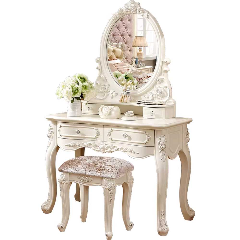 엔틱화장대 엔틱가구 서랍 수납 공주 화장대 콘솔 원목 가구, 80cm 테이블 단품/천연목 540,300원