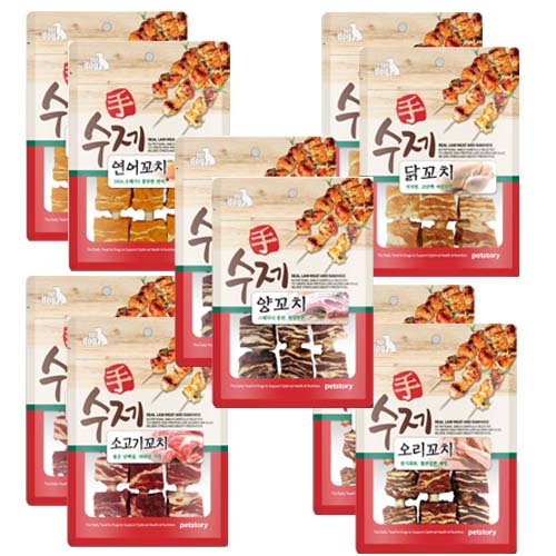 펫스토리 수제꼬치 강아지 간식 x 5종 콤보팩 10p, 혼합맛(소고기/오리고기/연어/닭고기/양고기), 900g, 1세트 27,010원