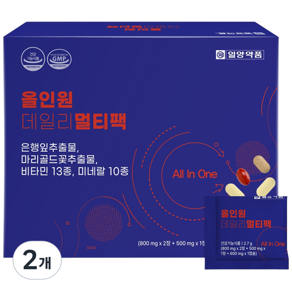 일양약품 올인원 데일리 멀티팩 종합영양제 비타민 미네랄 은행잎추출물 마리골드꽃추출물 39,800원