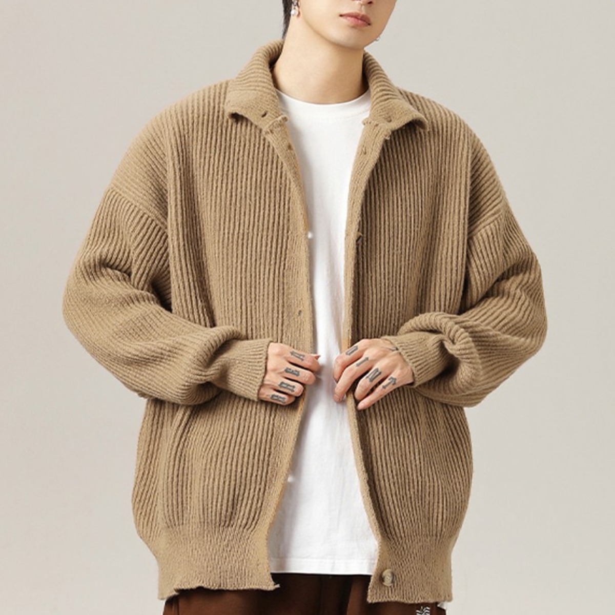 코디코치 골덴 가디건 데일리 무지 니트 카라넥 세미 오버핏 아우터 카디건 29,900원