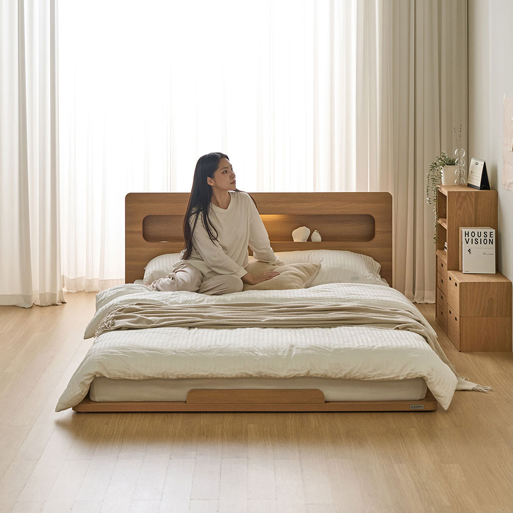 파로마 소프 E0등급 캔바 LED 헤드 저상형 침대(슈퍼싱글 / 퀸 / 킹), 11.K 프레임 DGM255 착불_오크 249,000원