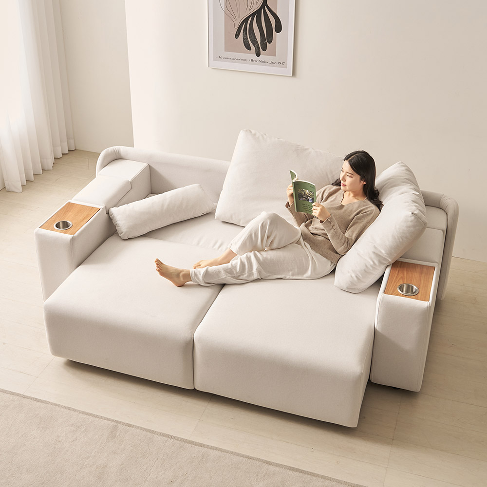 [10만원 즉시혜택] 라자가구 퍼스트 클래스 확장형 무빙 리클라이너 소파베드 3인용 소파 4인용 쇼파 패브릭 소파, 아이보리 1,149,000원