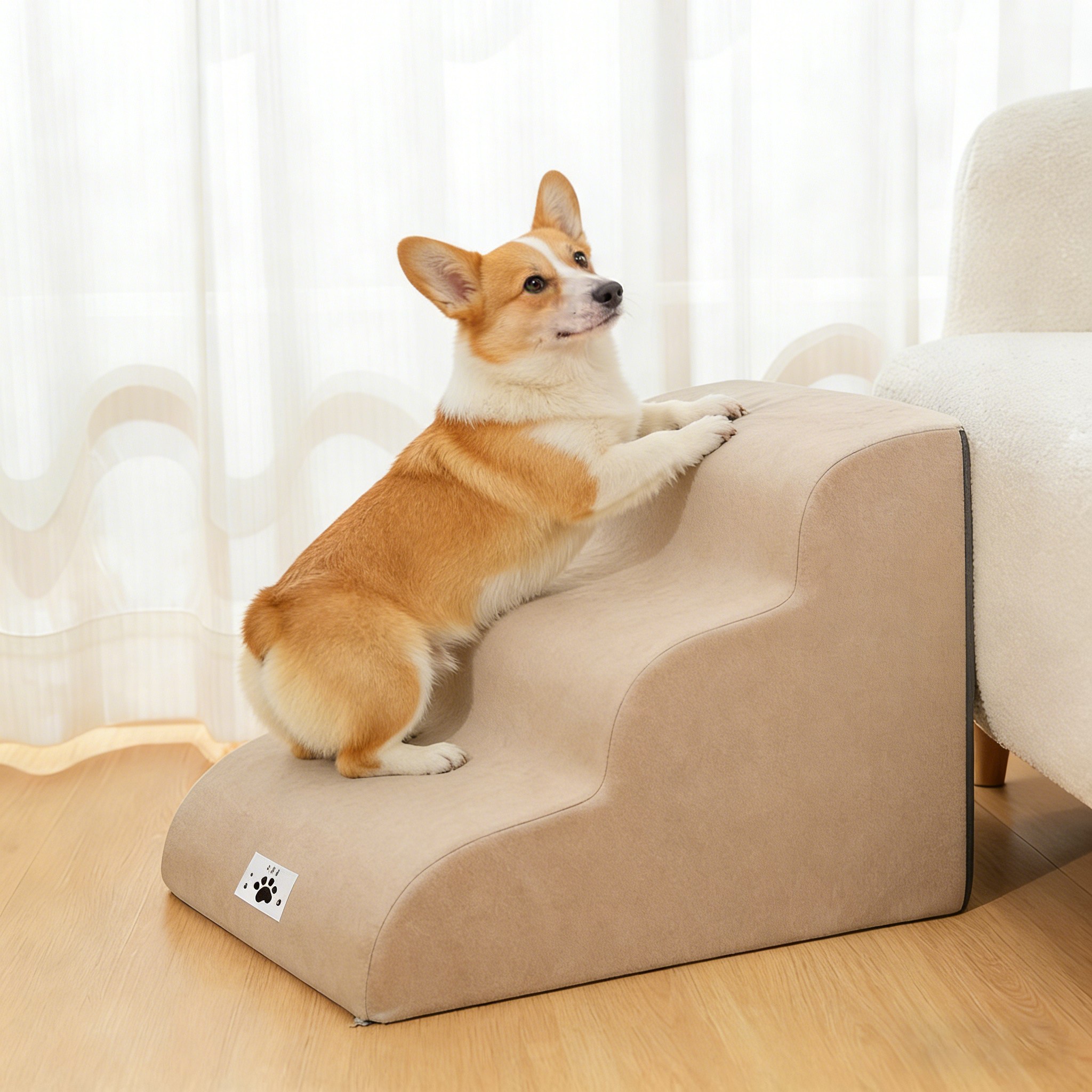 호밍사이 강아지계단 3단 논슬립 슬개골보호 미끄럼방지 커브 스텝, 1개, 카키 37,490원